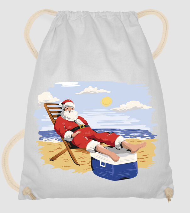 Moș Crăciun În vacanță model alb pe tricou