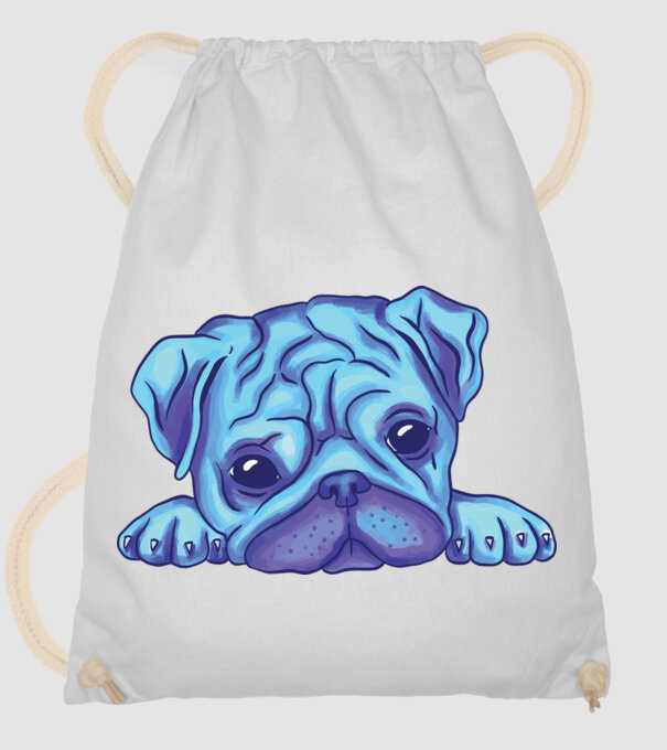 Cap de Mops acuarelă model alb pe tricou