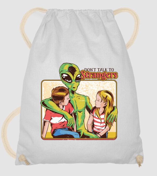Nu vorbi cu străini tricou amuzant Alien model alb pe tricou
