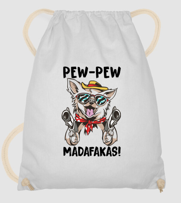 Pew Pew Pew Madafakas Chivava alb model alb pe tricou