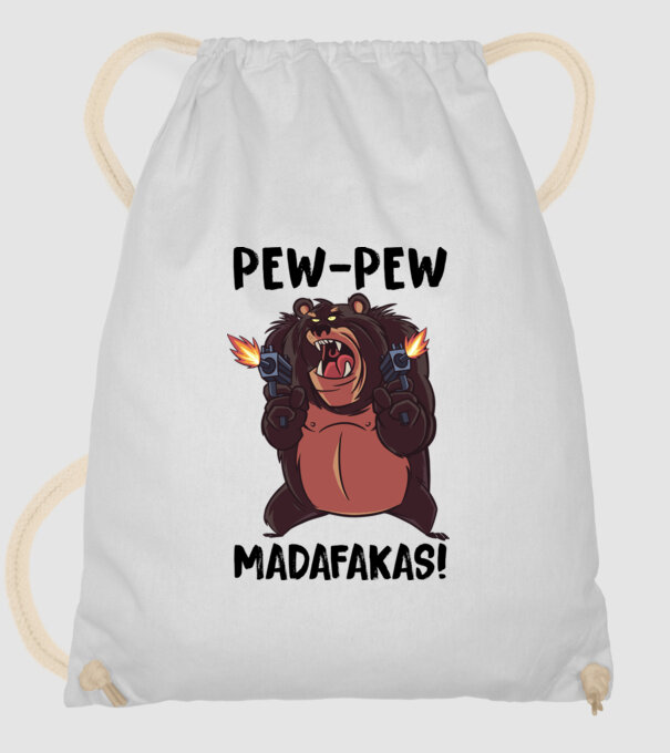 Pew Pew Pew Madafakas Urs alb model alb pe tricou