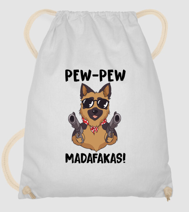 Pew Pew Pew Madafakas Ciobănesc german alb model alb pe tricou