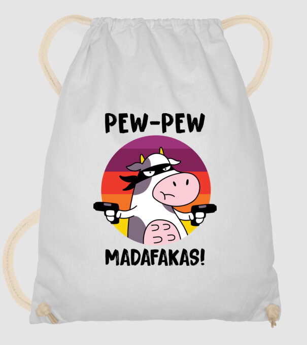 Pew Pew Pew Madafakas Vacă alb model alb pe tricou