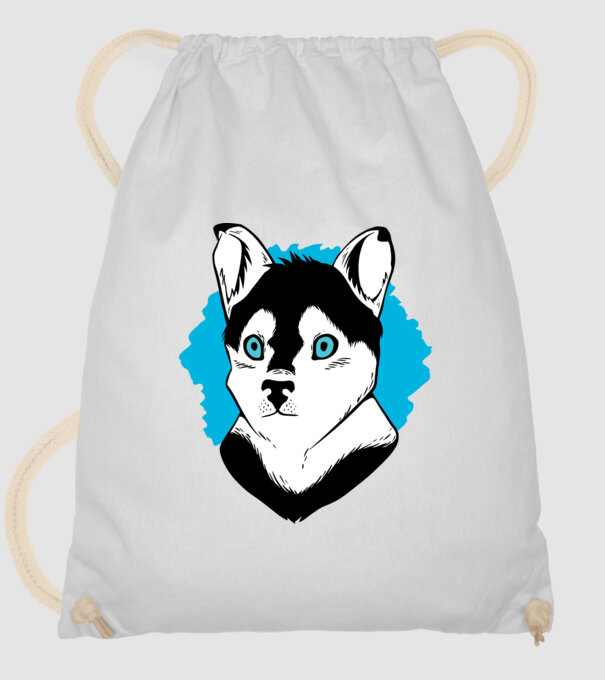 Câine Pomsky model alb pe tricou