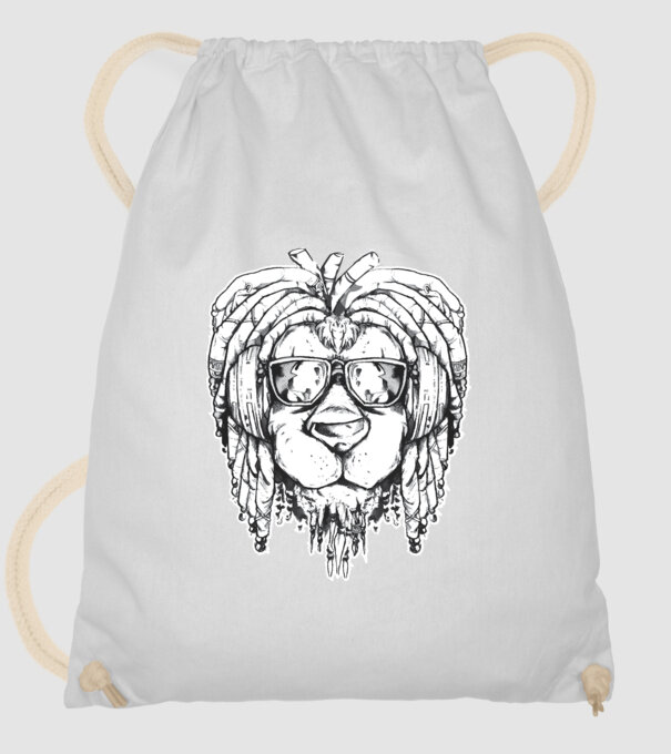 Leu Dreadlock model alb pe tricou