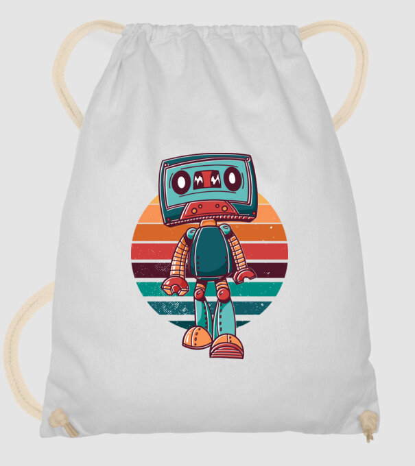 Robot Casetă retro model alb pe tricou