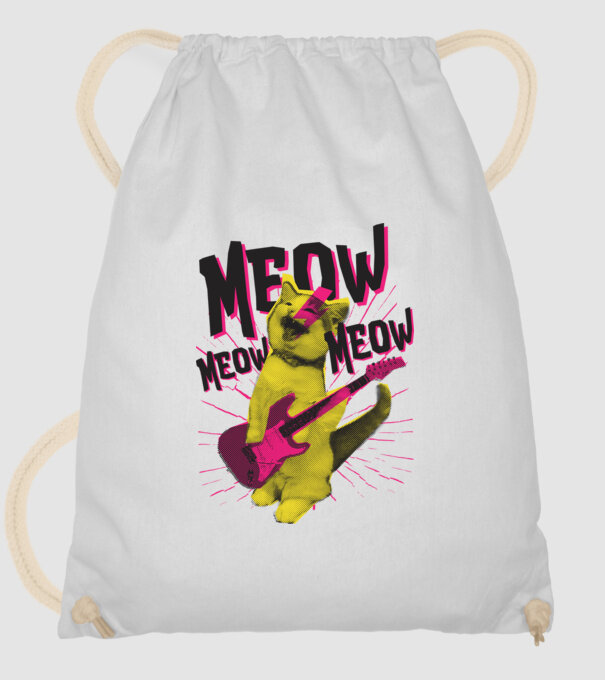 Pisică Rocker Meow model alb pe tricou