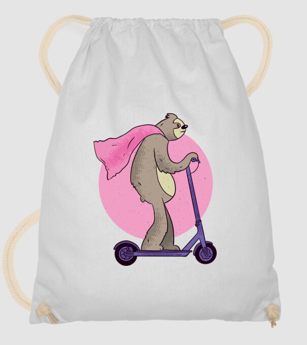 Leneș cu Trotinetă model alb pe tricou