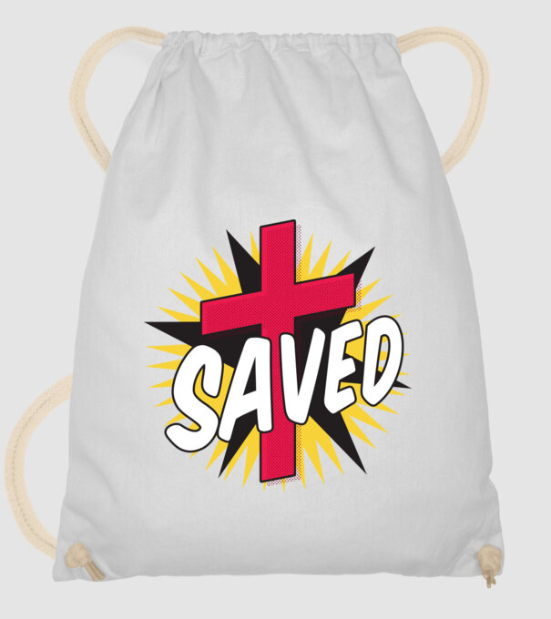 Saved Isus Cruce model alb pe tricou