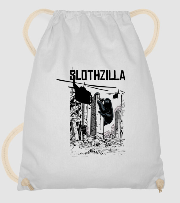Slothzilla la atac amuzant tricou leneș amuzant model alb pe tricou