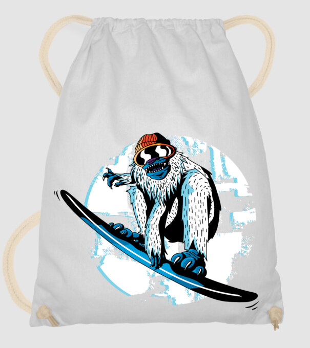 Yeti Snowboarder model alb pe tricou