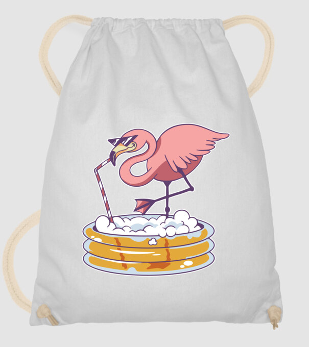 Flamingo cu bere model alb pe tricou