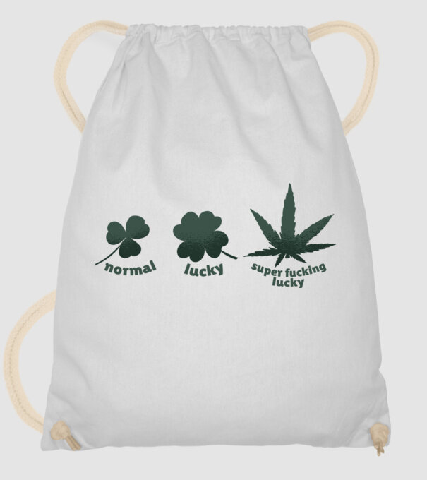 Super F*cking Lucky Cannabis model alb pe tricou