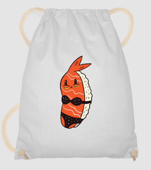 Sushi în bikini model alb pe tricou