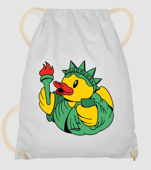 Rățușcă de cauciuc Statuia Libertății model alb pe tricou