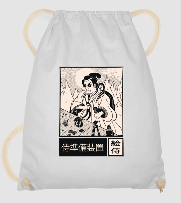 Samurai model alb pe tricou