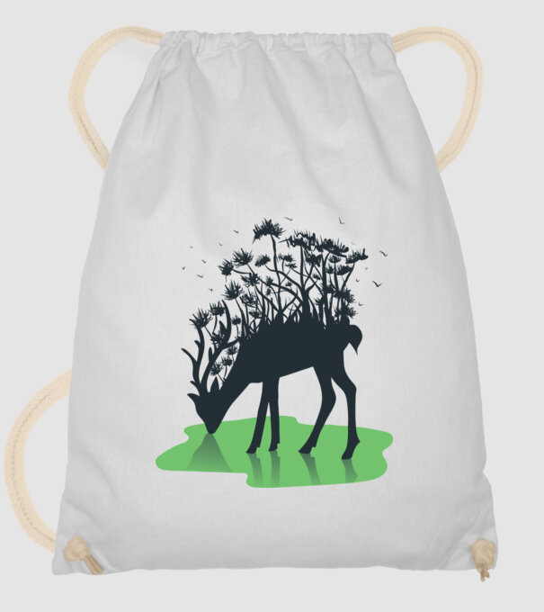 Natură cerb model alb pe tricou