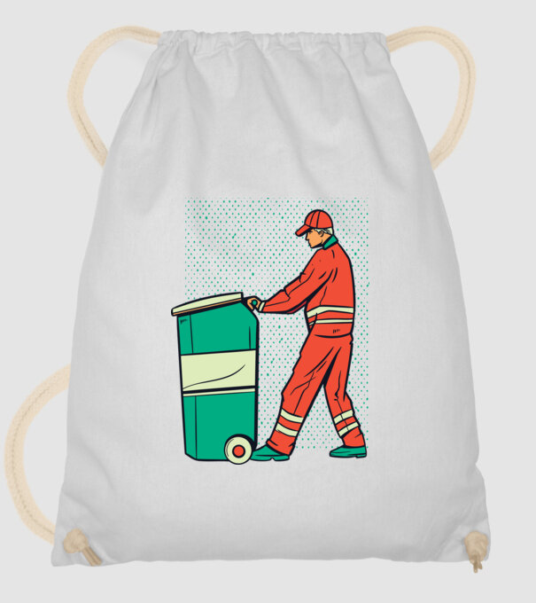 Gunoier model alb pe tricou