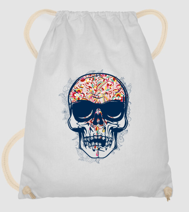 Craniu colorat model alb pe tricou