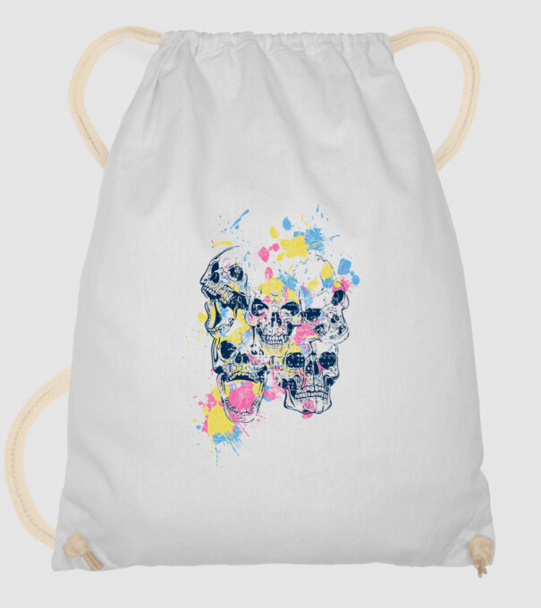 Cranii colorate model alb pe tricou