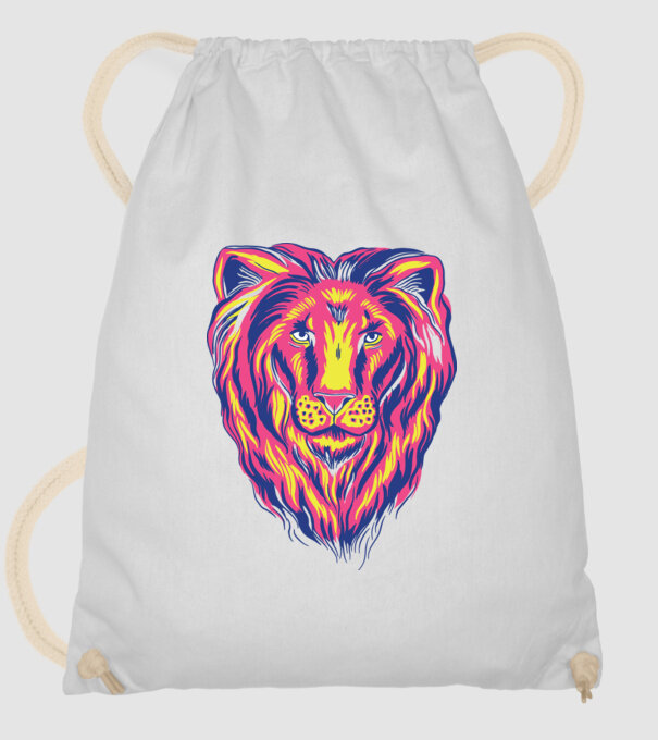 Leu colorat model alb pe tricou