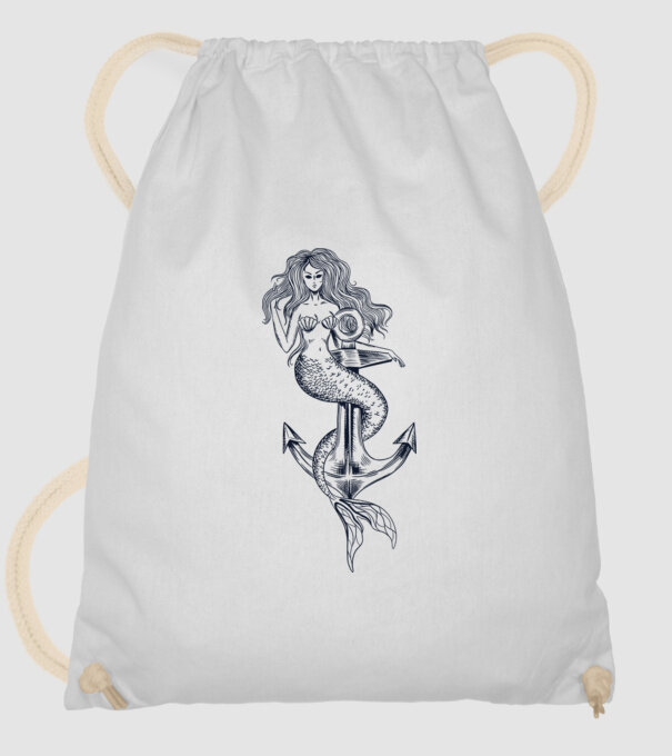 Ancoră sirenă model alb pe tricou