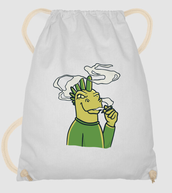 Dinozaur fumător model alb pe tricou