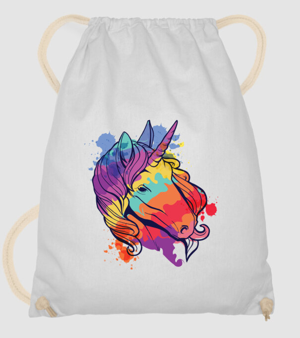 Curcubeu colorat Unicorn tricou model alb pe tricou