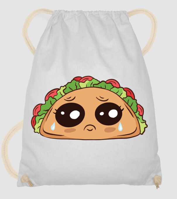 Taco trist model alb pe tricou