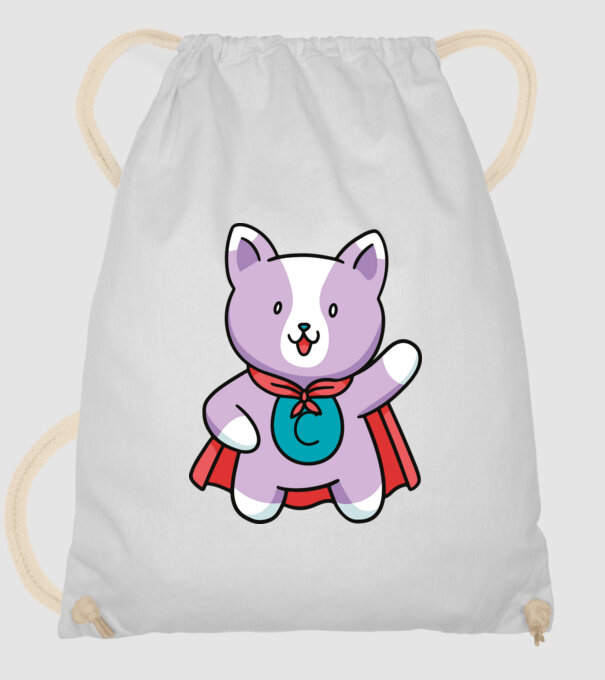 Pisică Supererou model alb pe tricou