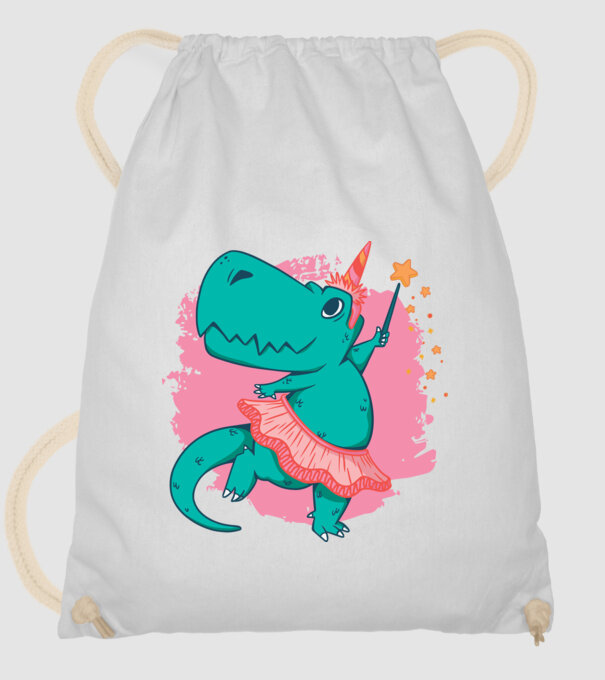 T-rex Balerină model alb pe tricou