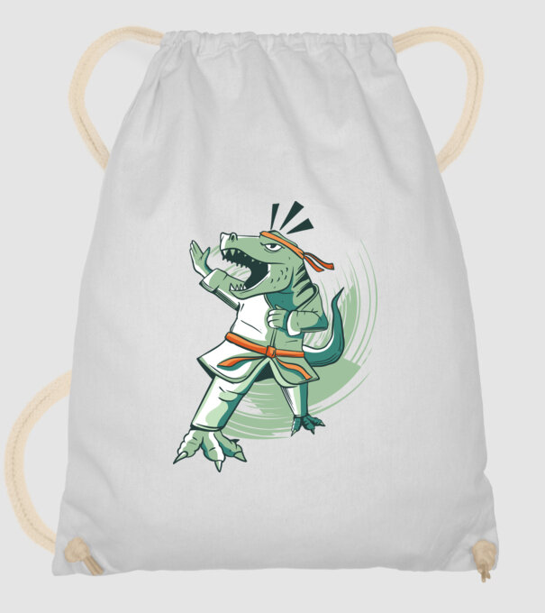 T-rex Karate model alb pe tricou