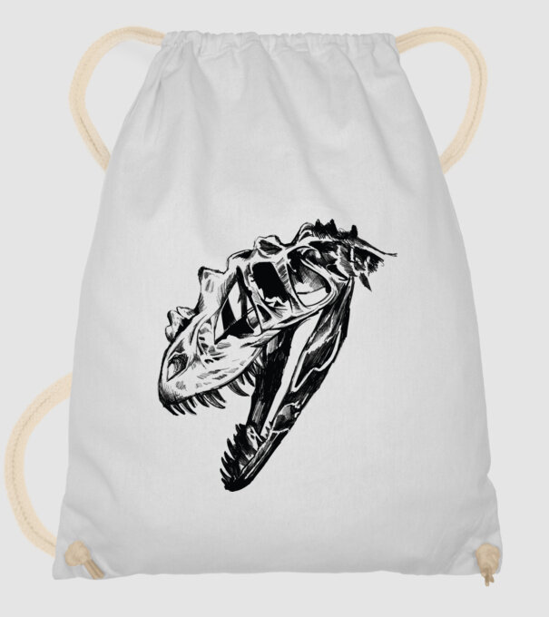Craniu T-rex model alb pe tricou