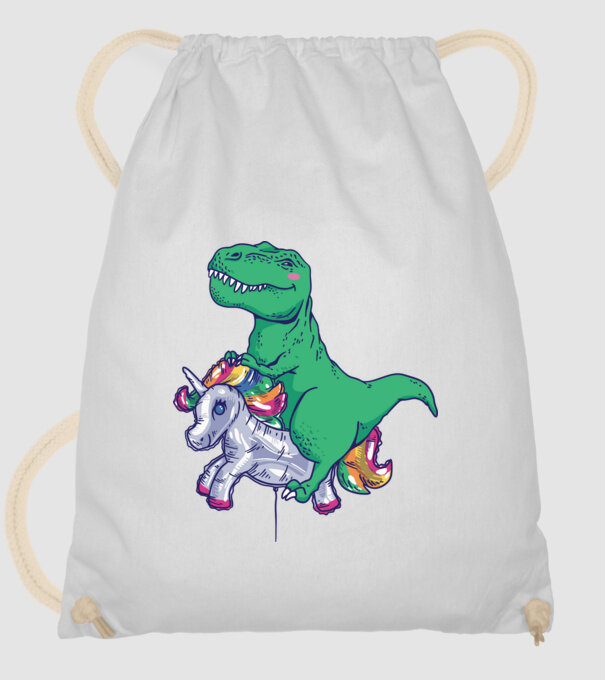 T-rex pe Unicorn balon model alb pe tricou