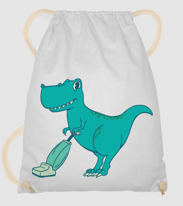 T-rex făcând curățenie model alb pe tricou
