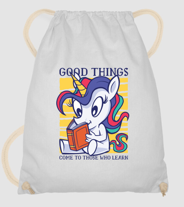 Student unicorn model alb pe tricou