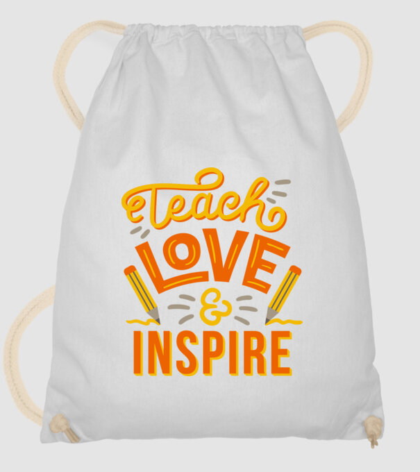 Teach Love Inspire pentru profesori model alb pe tricou