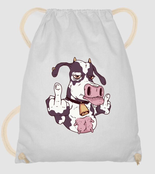 Vaca arată degetul model alb pe tricou