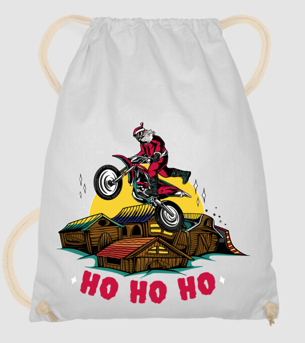 Moș Crăciun pe motocicletă Cross model alb pe tricou