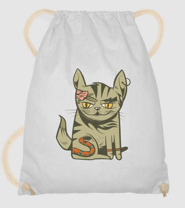 Pisoi tatuat model alb pe tricou