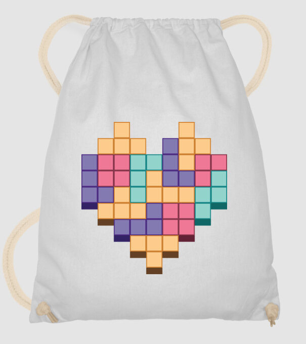 Inimă Tetris model alb pe tricou
