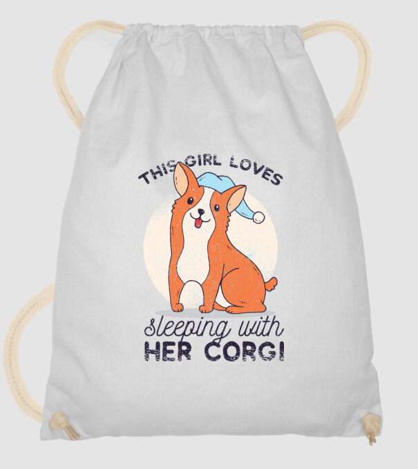 This Girl Loves sleeping with her Corgi model alb pe tricou