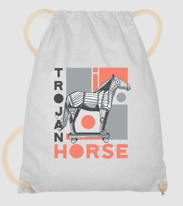 Cal troian model alb pe tricou