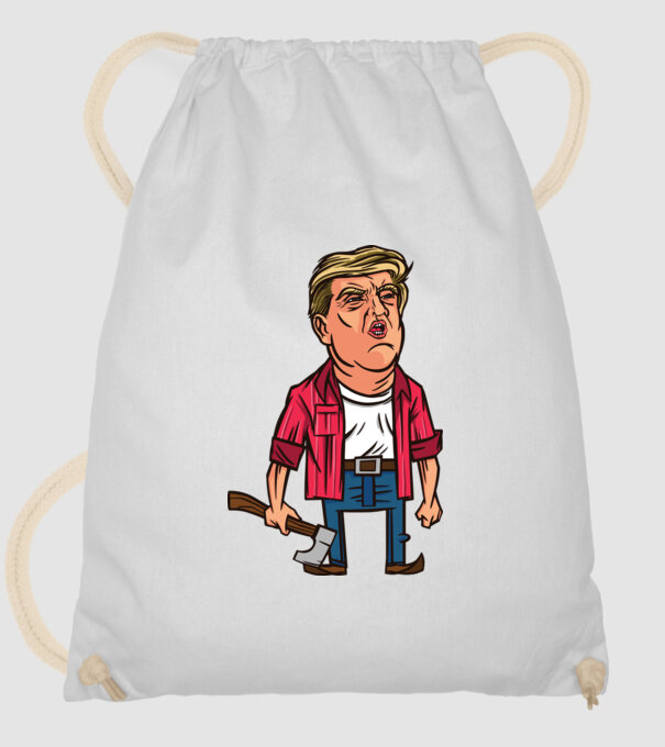 Trump tăietor de lemne model alb pe tricou