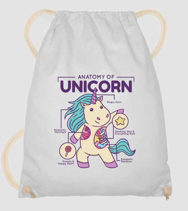 Unicorn Anatomie model alb pe tricou