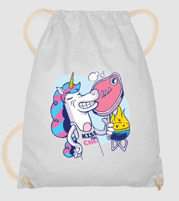 Unicorn Steak BBQ model alb pe tricou