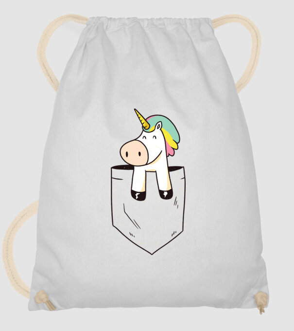 Unicorn Buzunar model alb pe tricou