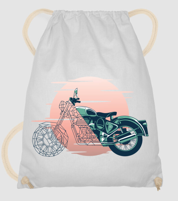 Motocicletă Vintage model alb pe tricou