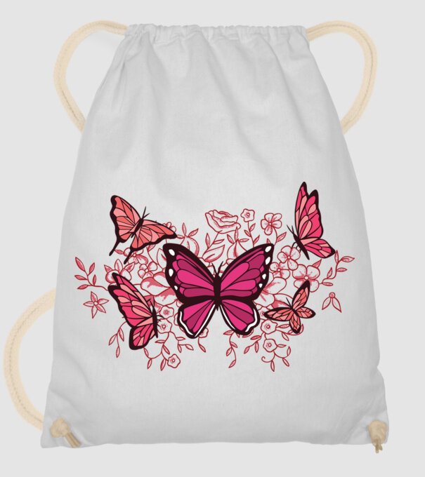 Fluturi cu flori model alb pe tricou