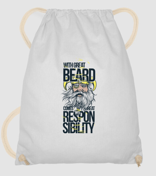 With great beard comes great responsibility model alb pe tricou